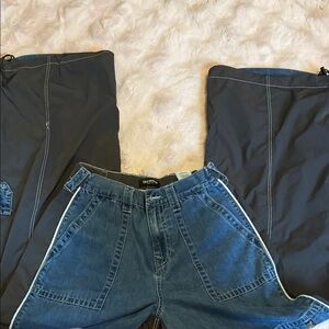 Blue Denim Jeans with Gray Pants